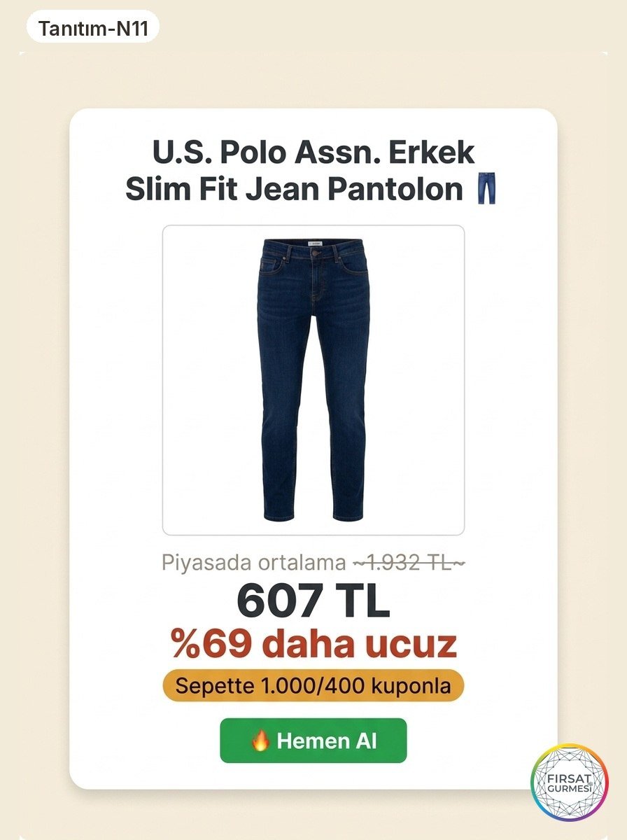 Koyu mavi slim fit jean pantolon, n11'de