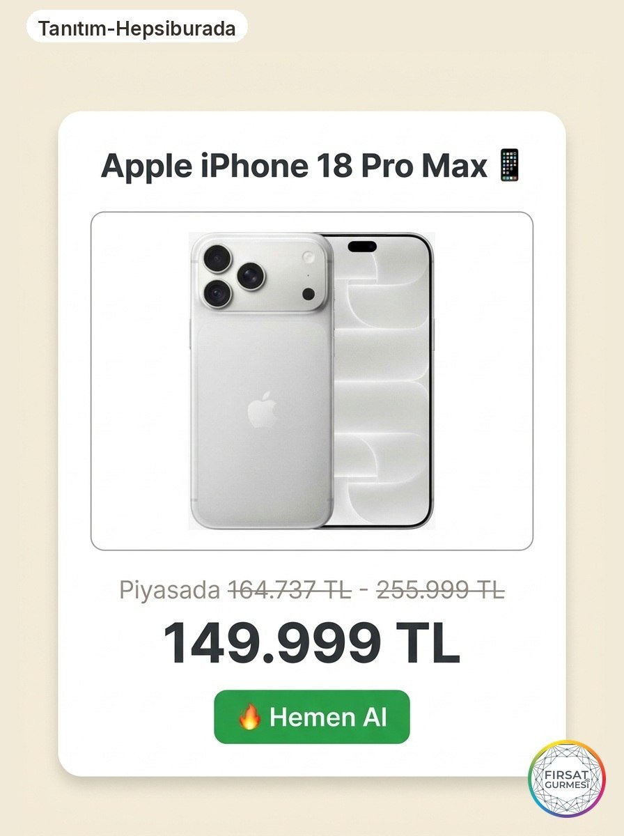 Hepsiburada’da Apple iPhone 18 Pro Max 256 GB