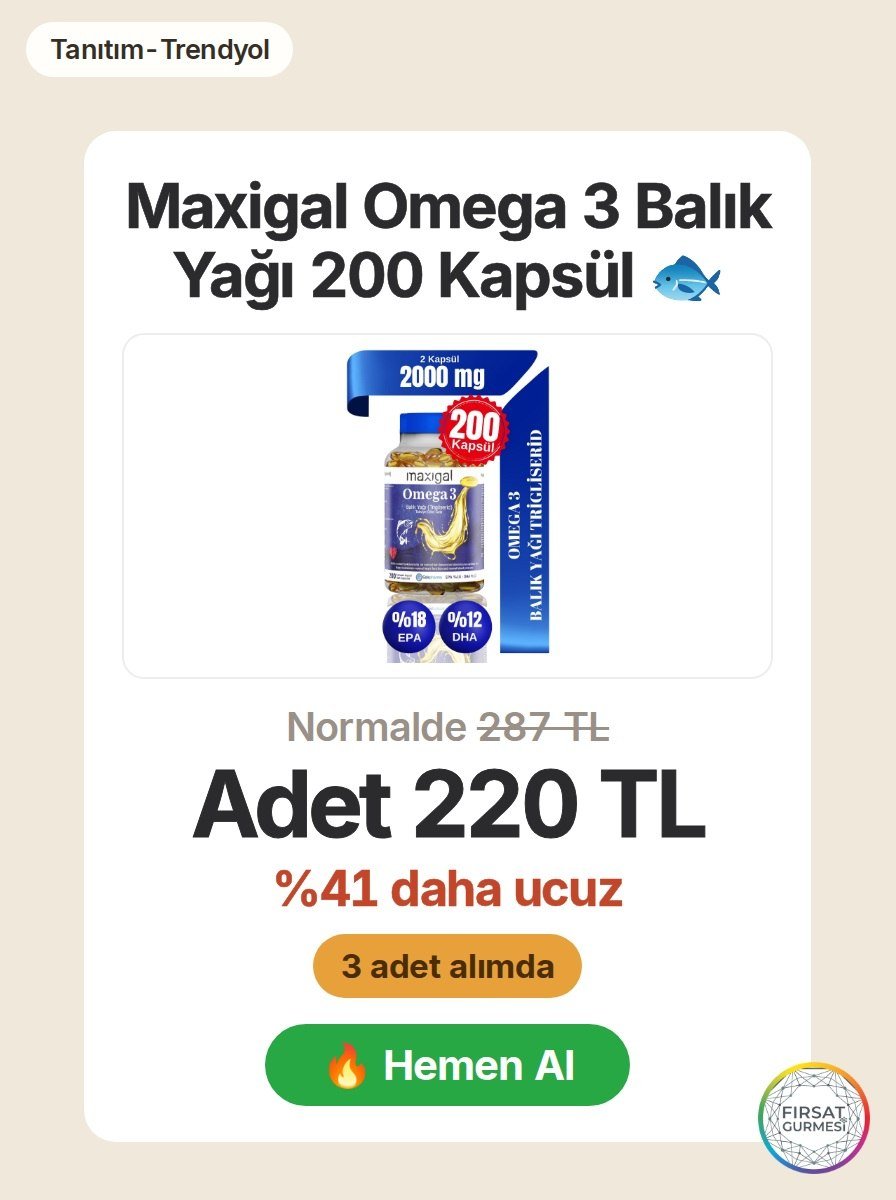 Trigliserid formunda 2000 mg omega-3 içeren Maxigal