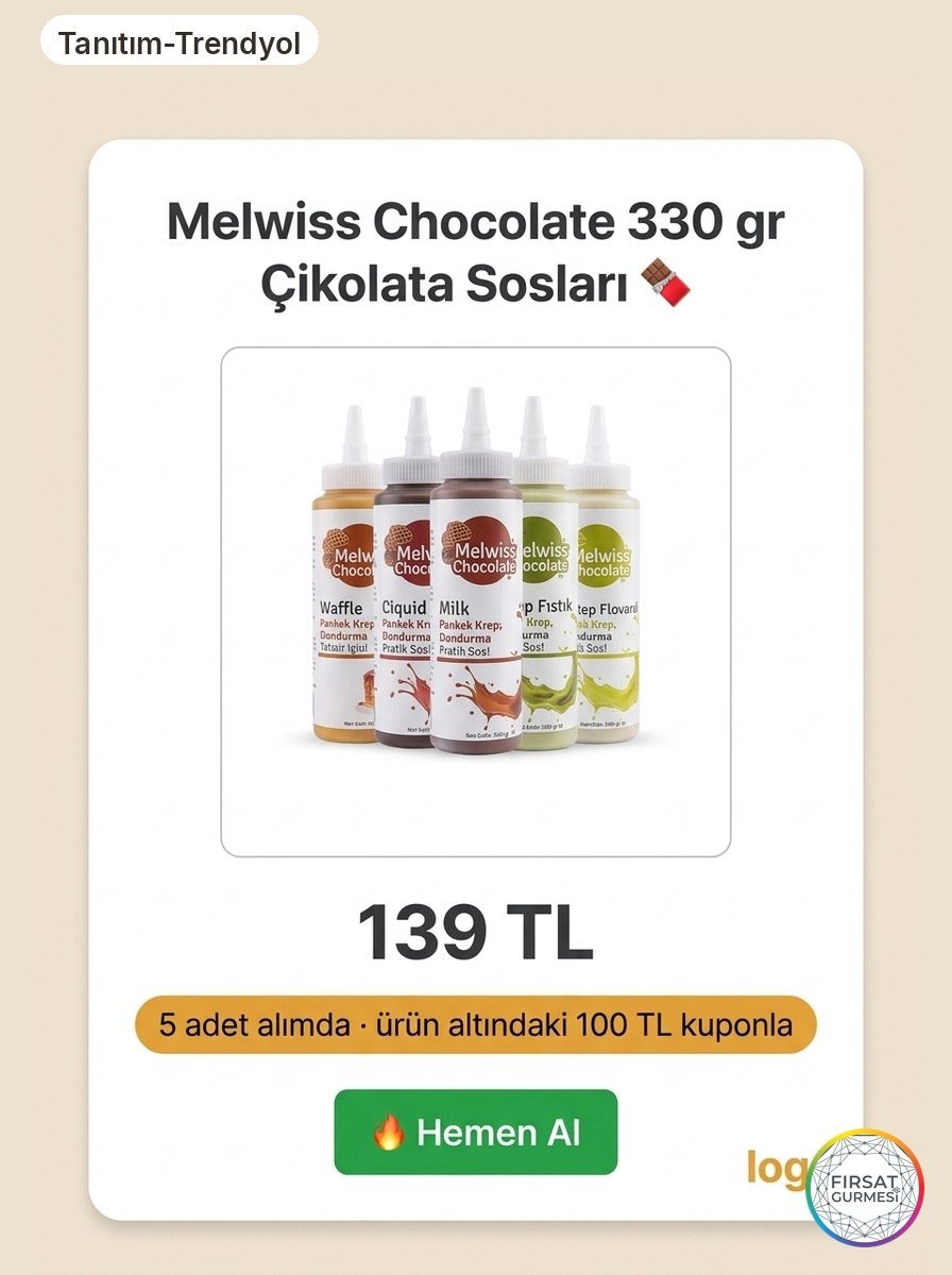 Melwiss Chocolate 330 gr çikolata sosları, 5 adet