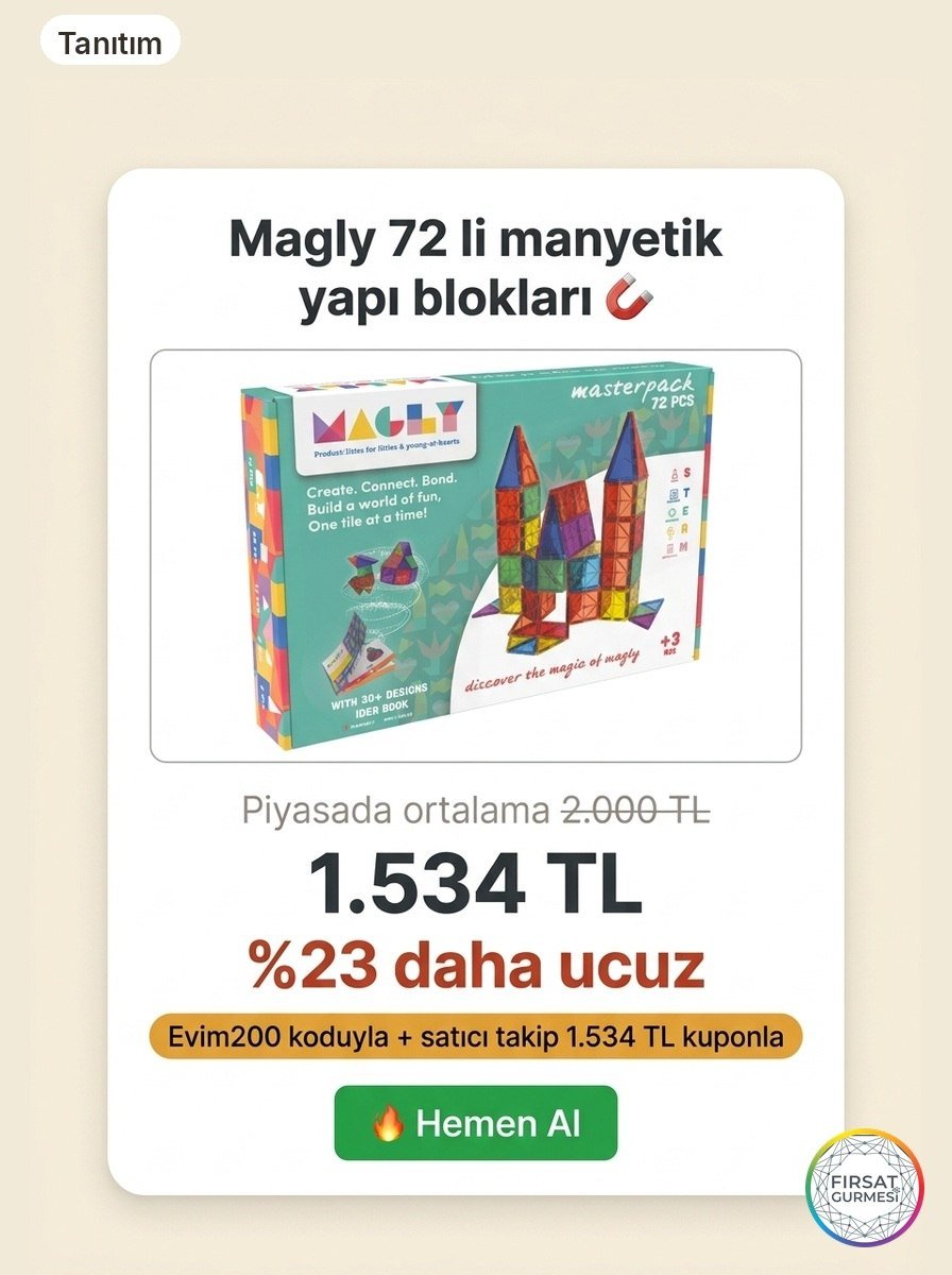 Magly’nin 72 li manyetik yapı blokları, hayal gücüne