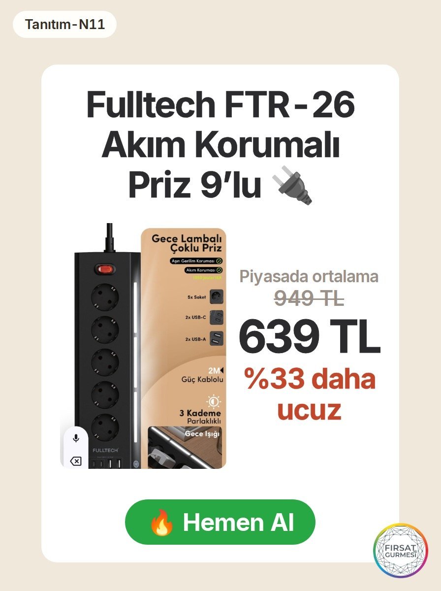 Güvenli ve modern bir priz arıyorsanız, Fulltech FTR-26