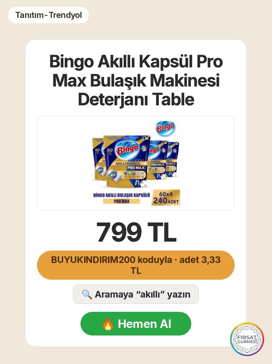 Bingo Akıllı Kapsül Pro Max, bulaşık makineniz