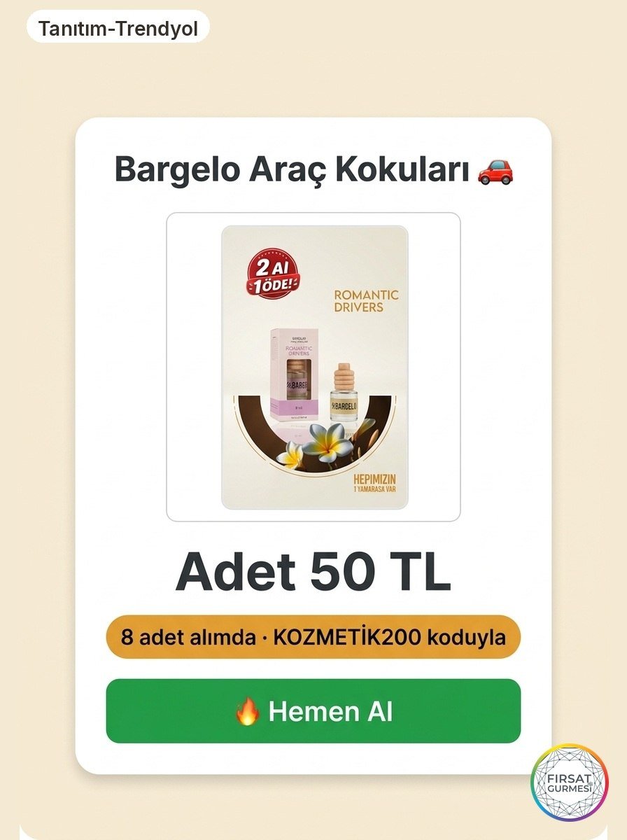 Araç içi kokuyu sevdiklerinizle paylaşmak için ideal bir