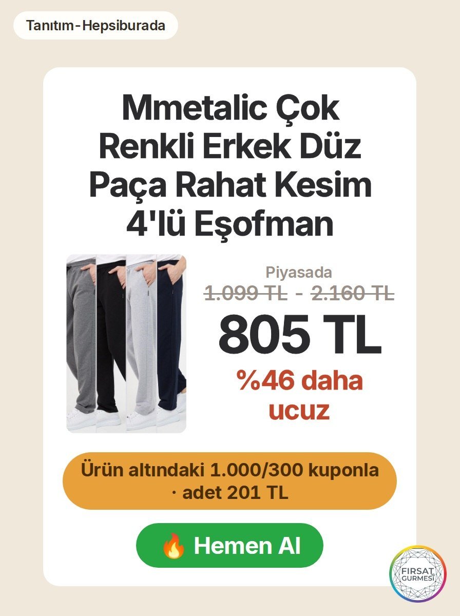 Rahat kesim, çok renkli eşofman altı paketi Hepsiburada'da