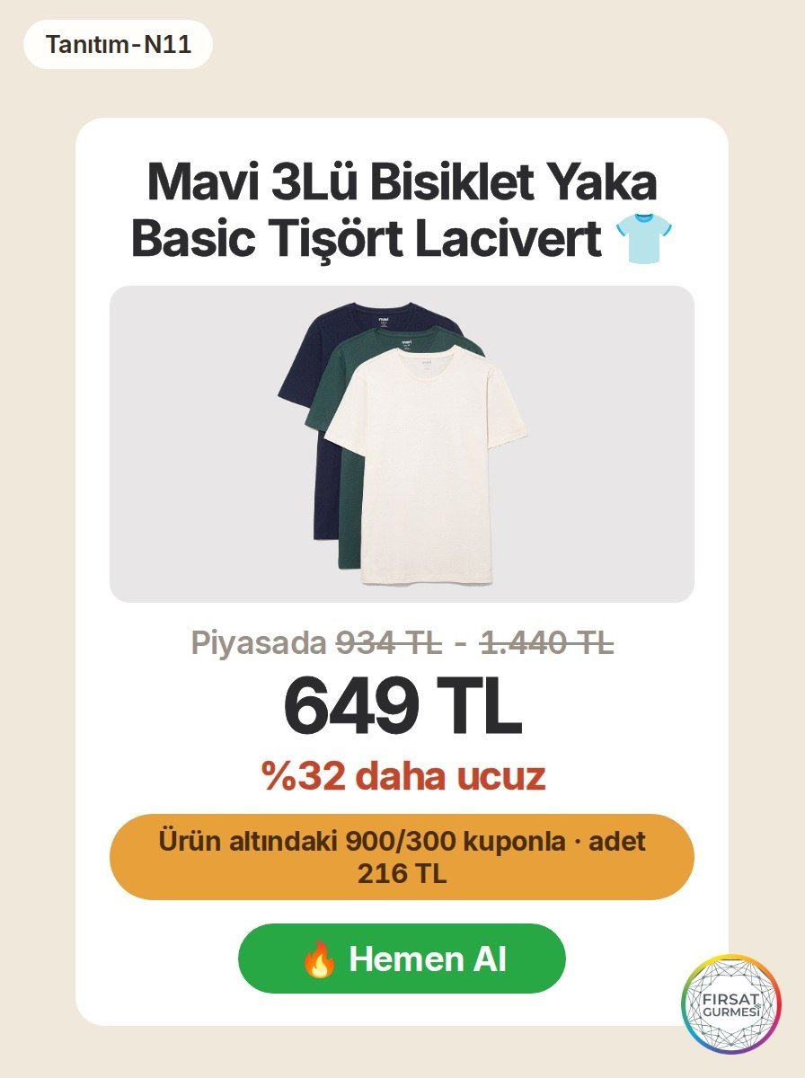 Lacivert temel tişörtlerden oluşan 3'lü set, günlük