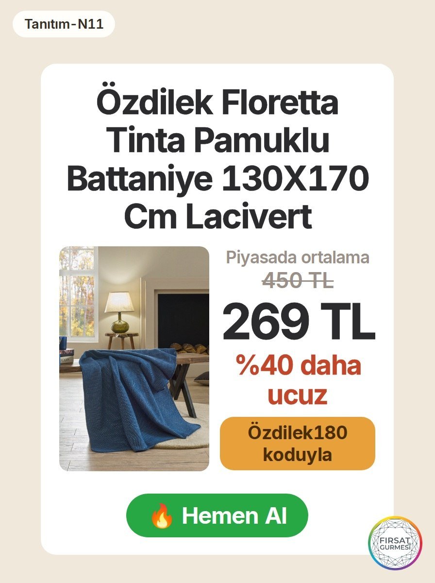 Lacivert renkli, pamuklu bir battaniye arıyorsanız