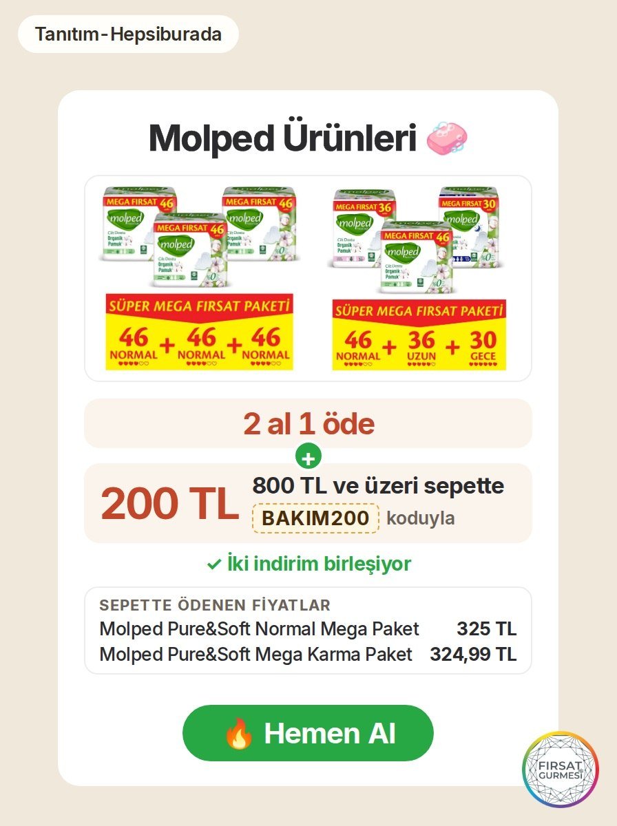 Molped Pure&Soft serisinden Mega Paketler şimdi 2 al
