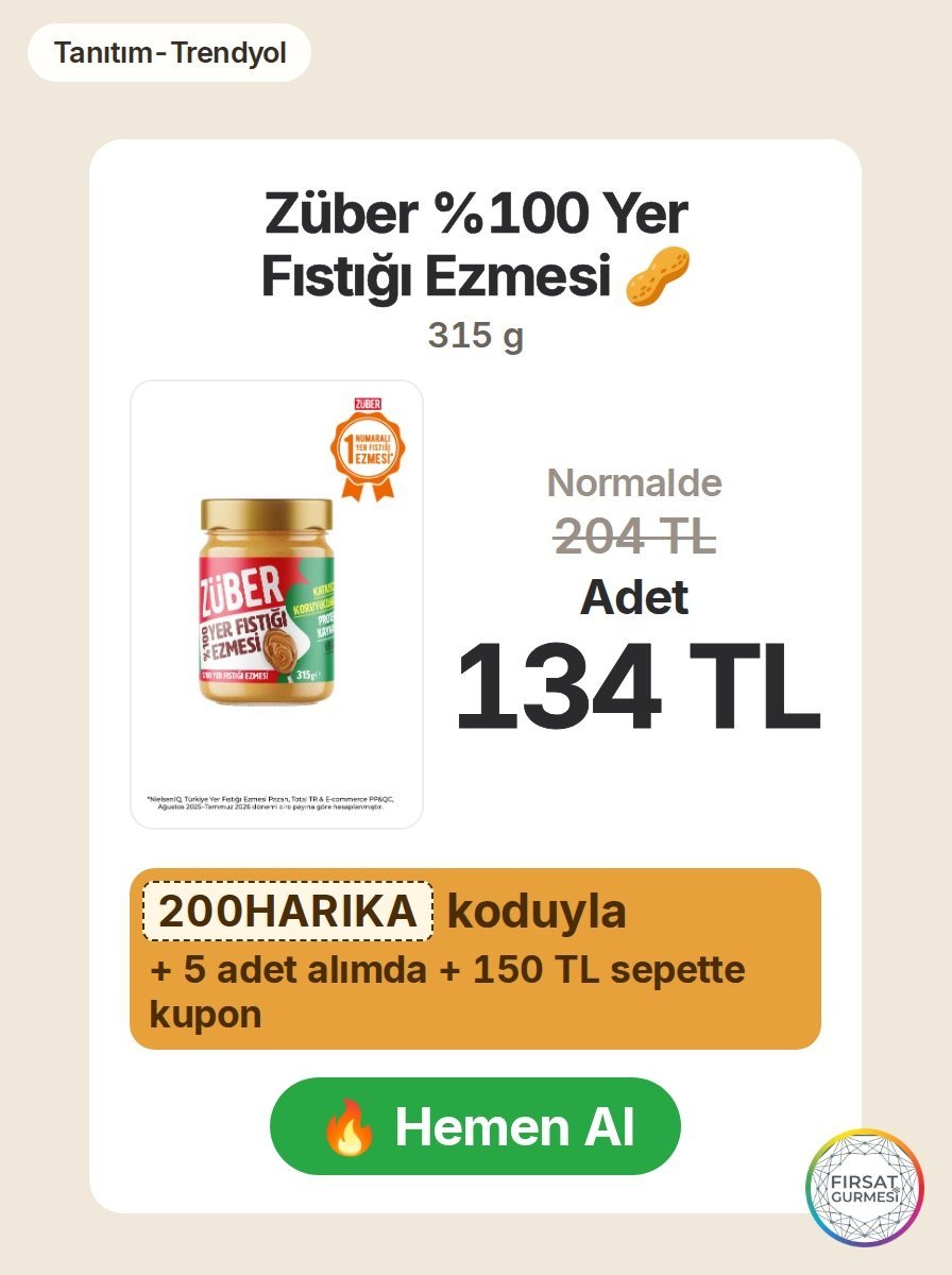 Züber’in %100 yer fıstığı ezmesi, doğal ve lezzetli