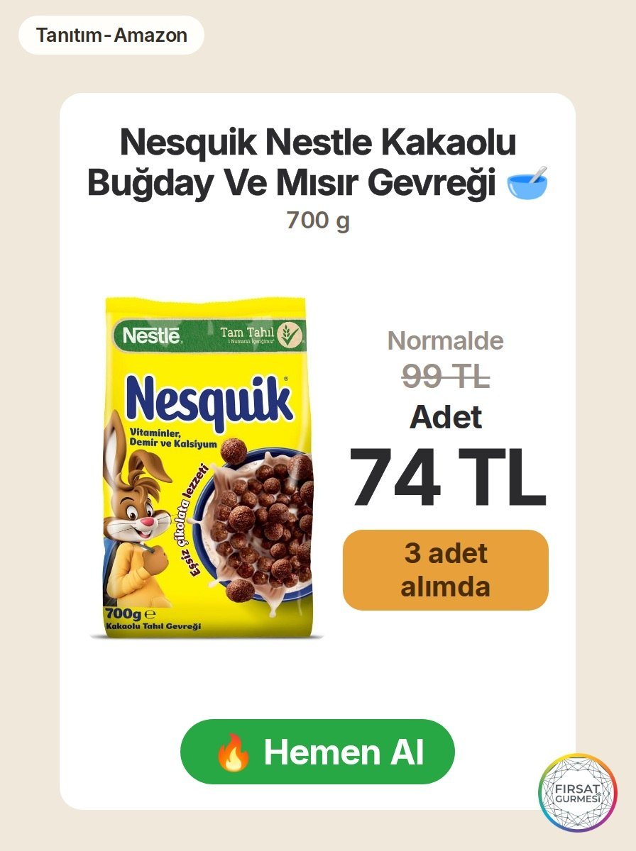 Kahvaltıda sevilen kakaolu gevreği, 3 adet alımda