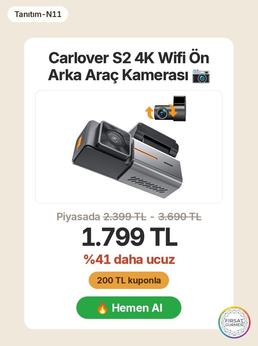 Carlover S2, ön ve arka kameralı 4K çözünürlükte