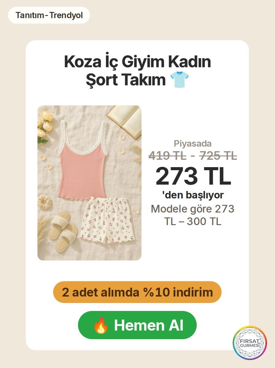 Koza İç Giyim’in kadın şort takımını 2 adet