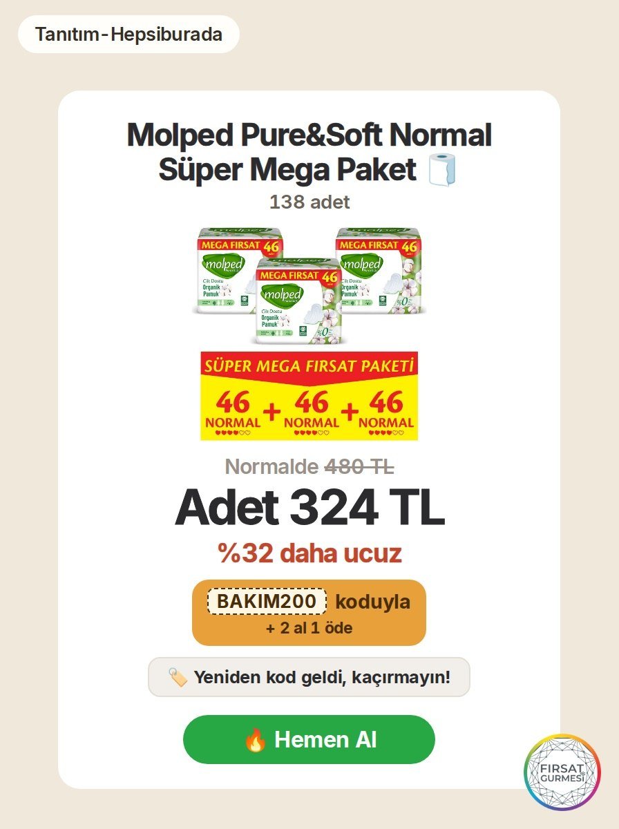 Hepsiburada'da Molped Pure&Soft Normal Süper Mega Paket