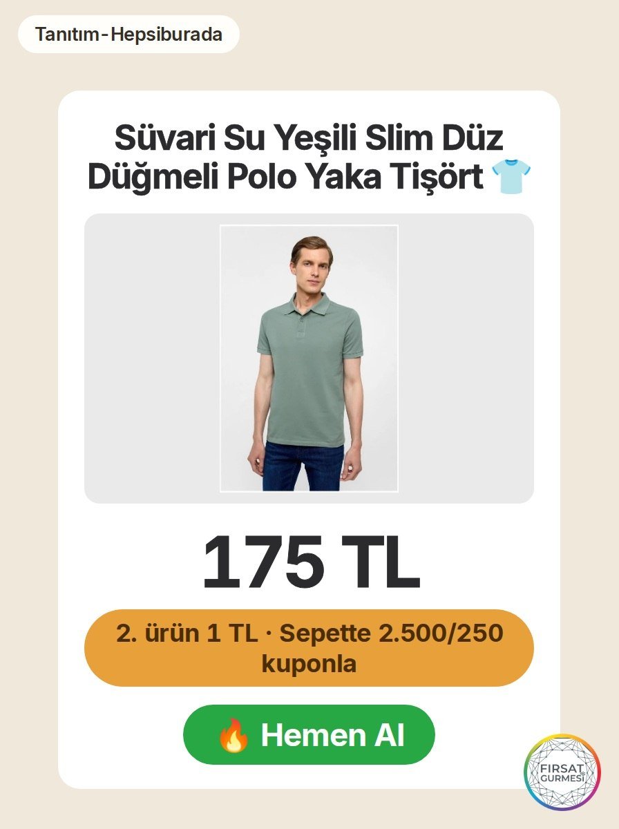 Slim kesimli, su yeşili polo yaka tişört; günlük