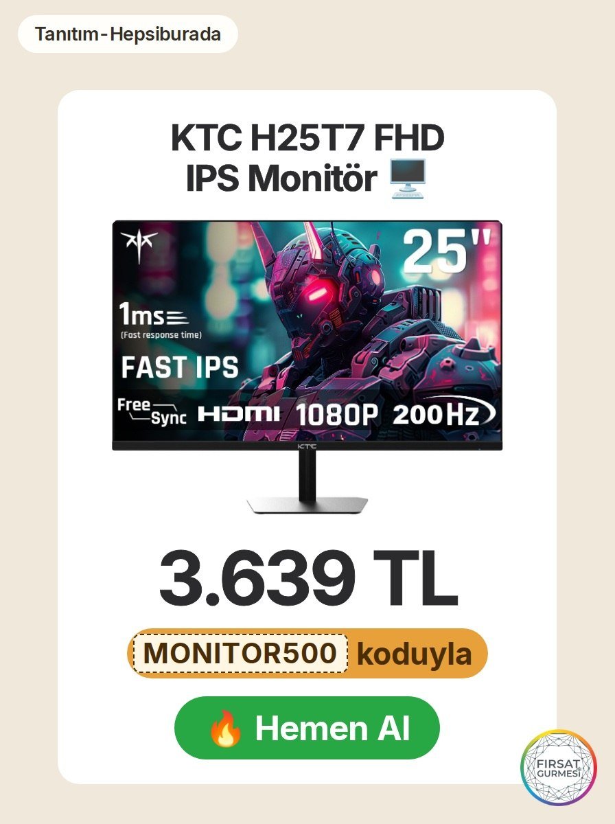 Hepsiburada'da KTC H25T7 modeli FHD IPS monitör