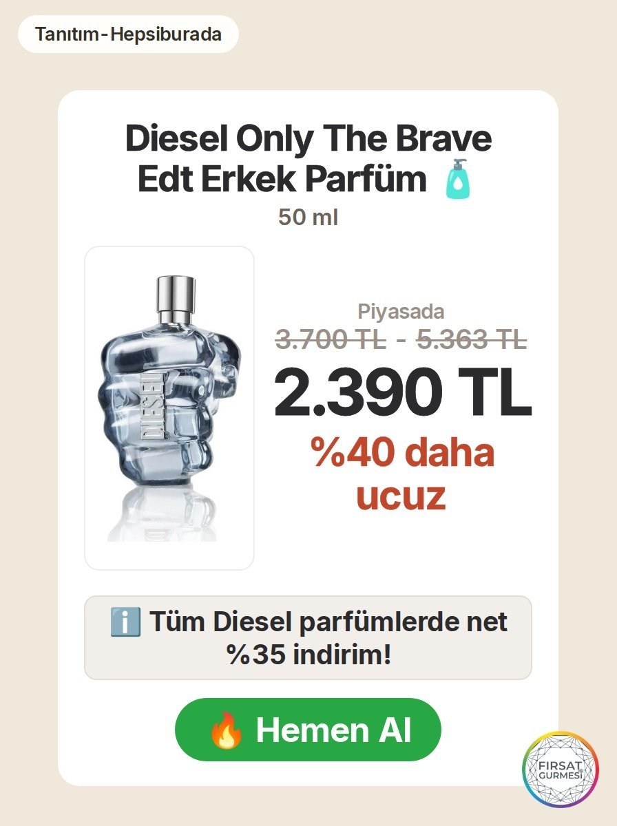 Diesel’in ikonik erkek parfümü, Hepsiburada’da