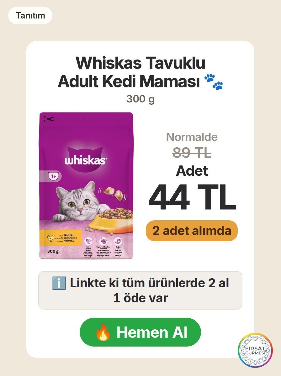 Whiskas Tavuklu Adult Kedi Maması, 300 gr'lık paketlerle