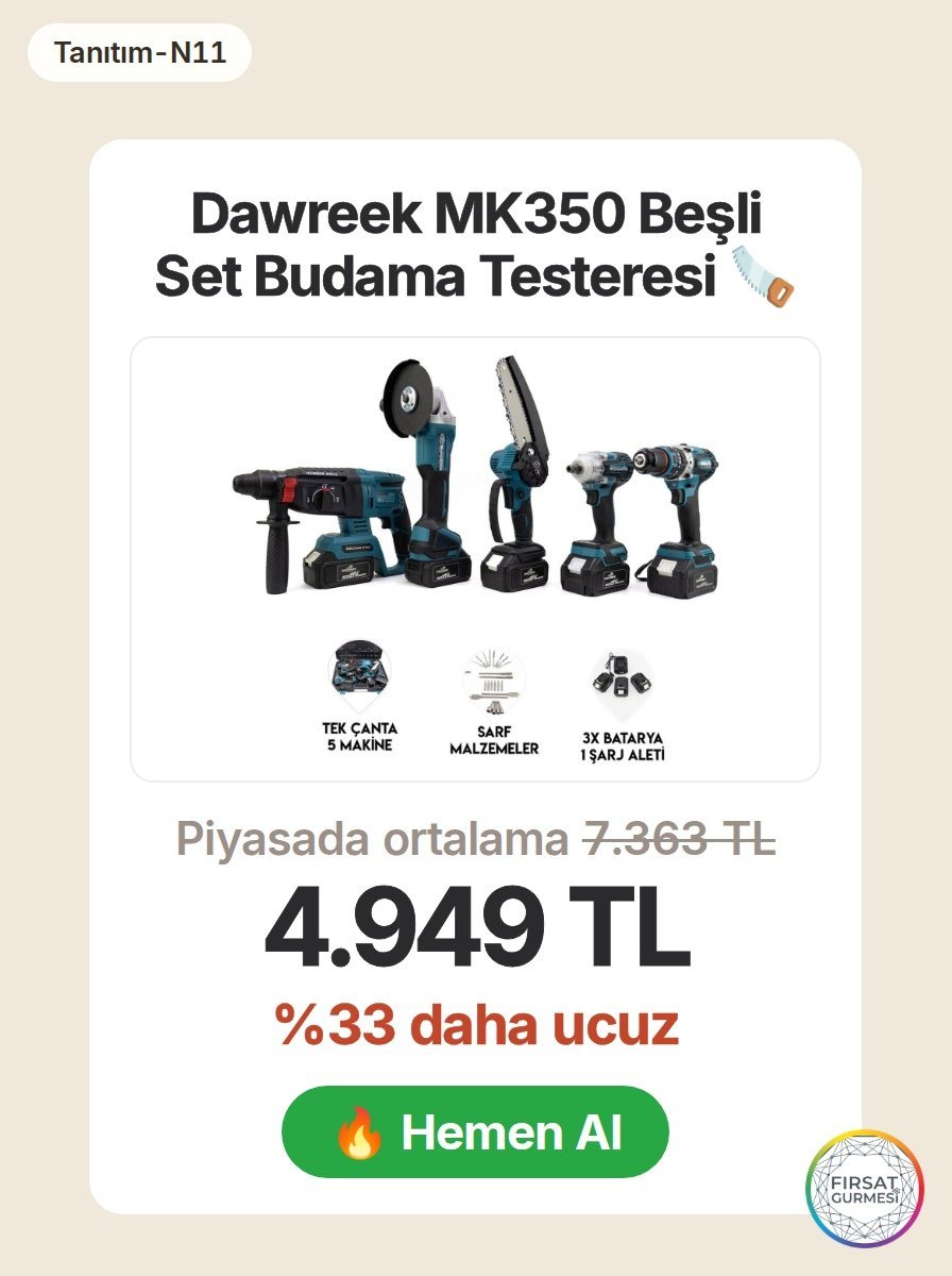 Dawreek MK350 beşli set, profesyonel kesim işlerinde