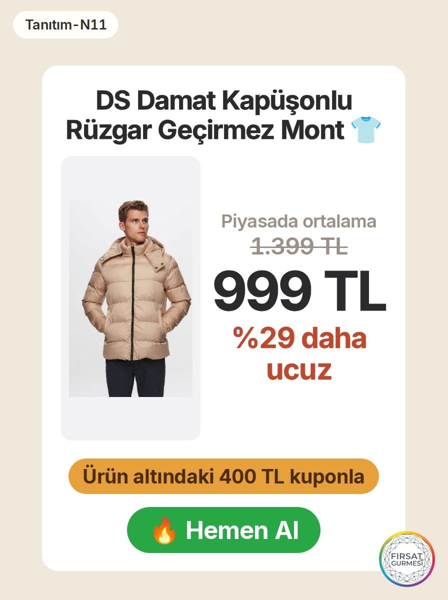 Yoğun elyaf dolgulu, rüzgar geçirmez mont artık n11'de