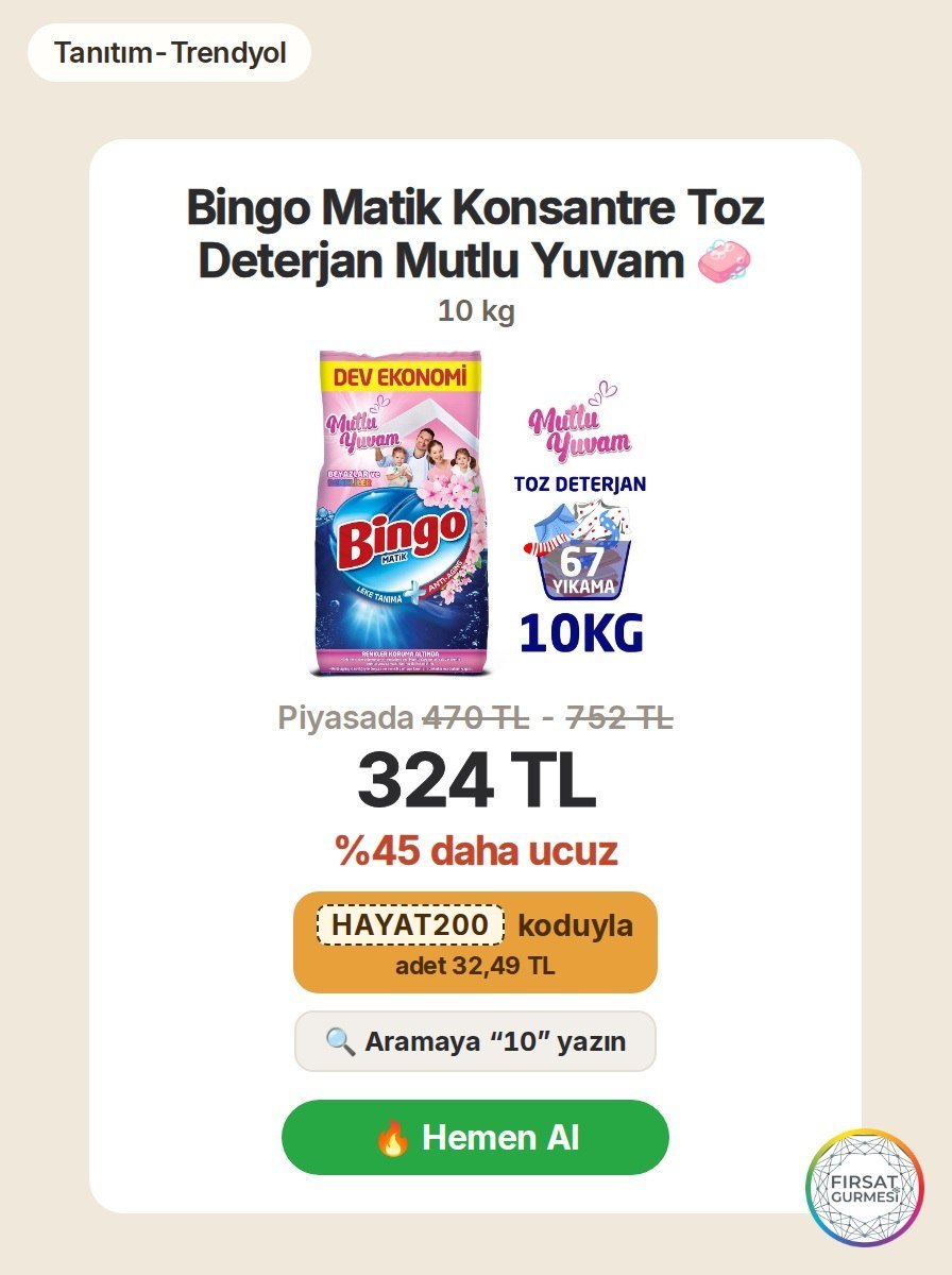 10 kg'lık konsantre toz deterjan, güçlü temizlik gücüyle