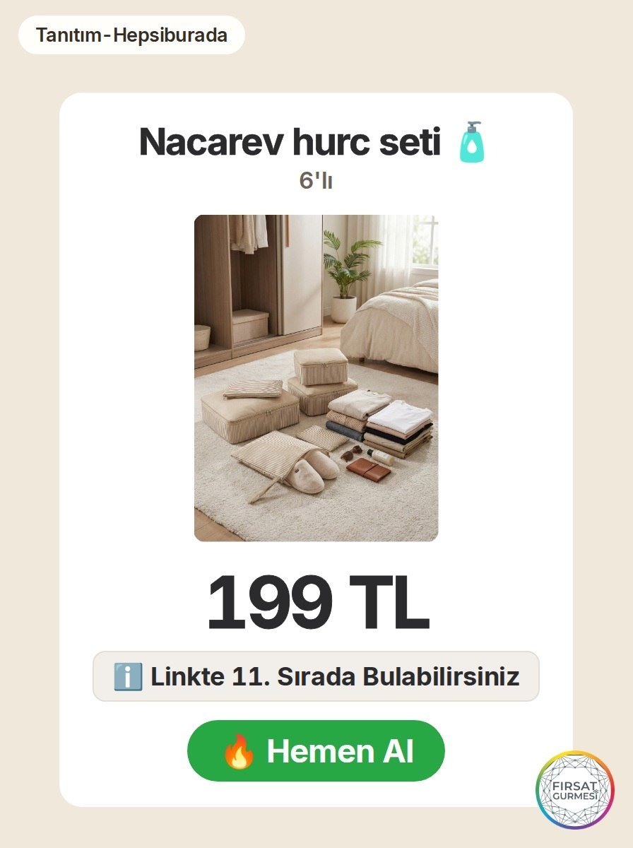 Nacarev hurc seti 6'lı, günlük hijyen ihtiyaçlarınıza