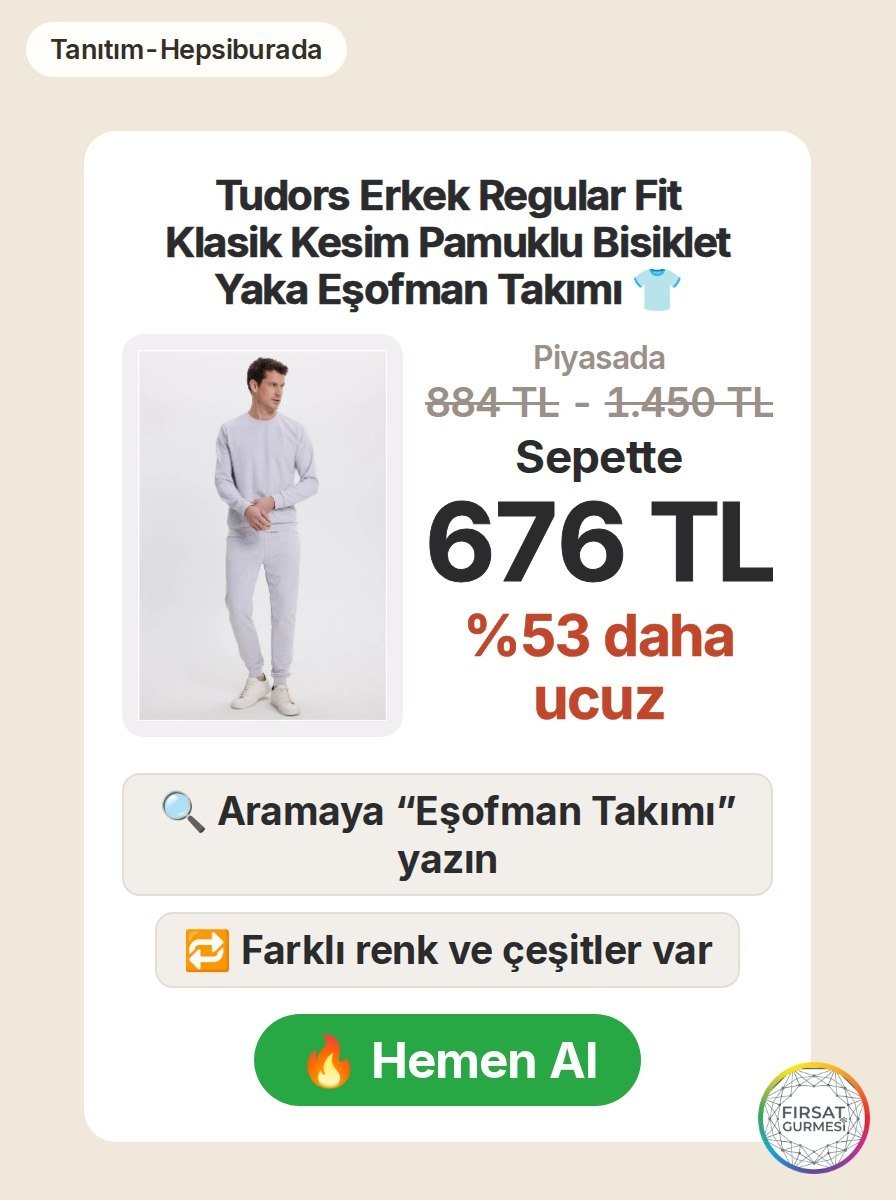 Yumuşak dokulu, klasik kesim bir eşofman takımı
