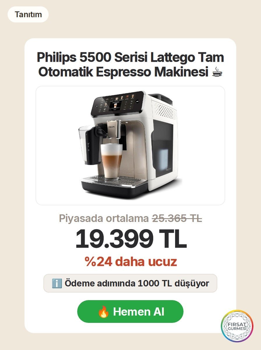 Philips’in 5500 Serisi Lattego makinesi, 20 farklı sıcak