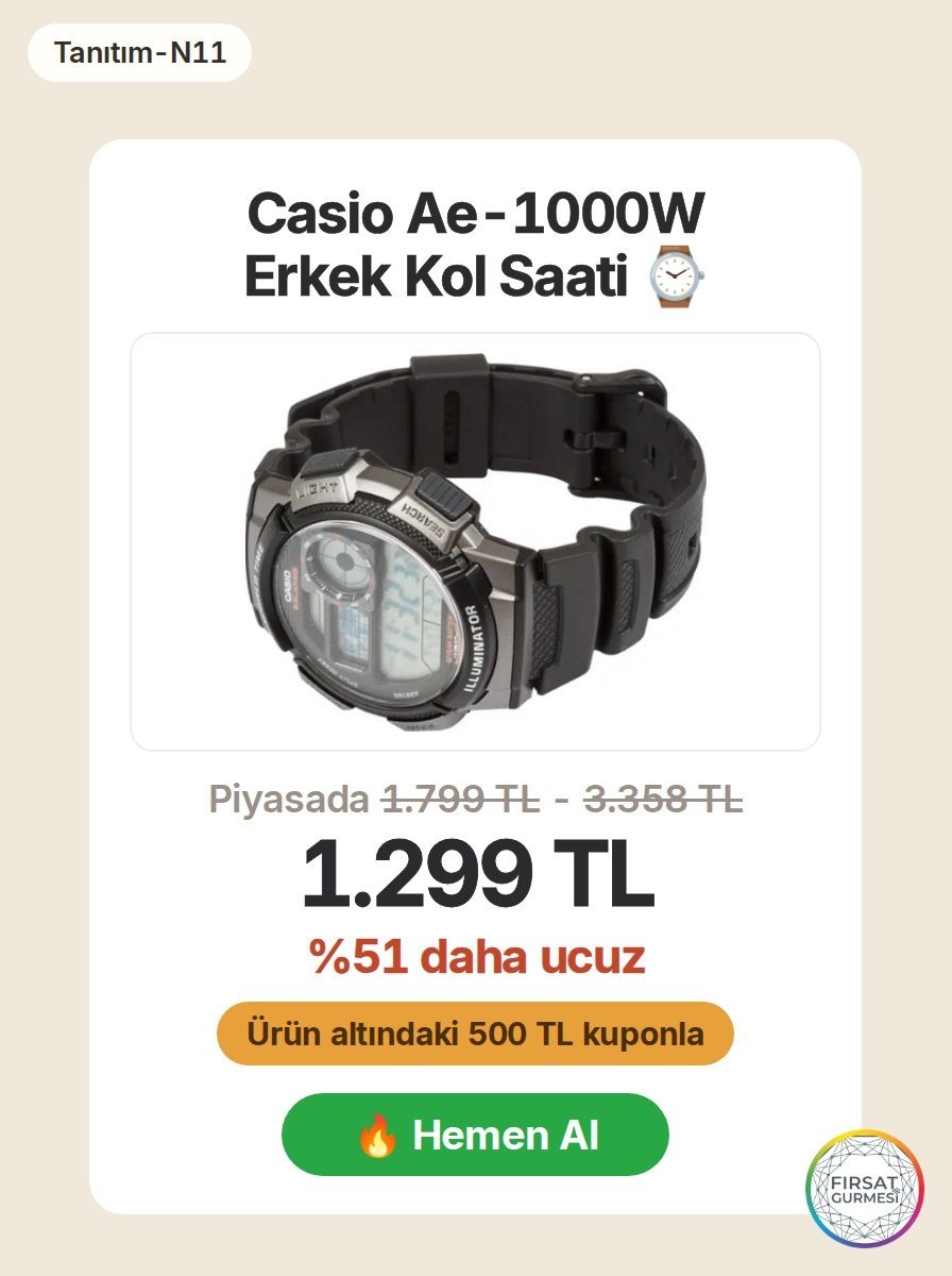 Casio Ae-1000W-1Bvdf erkek kol saati n11'de özel fiyatla!