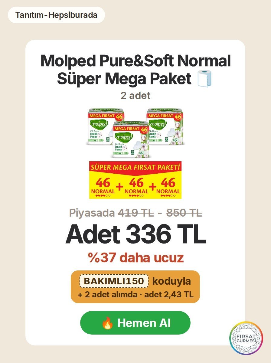 Hepsiburada'da Molped Pure&Soft Normal Süper Mega Paket 2
