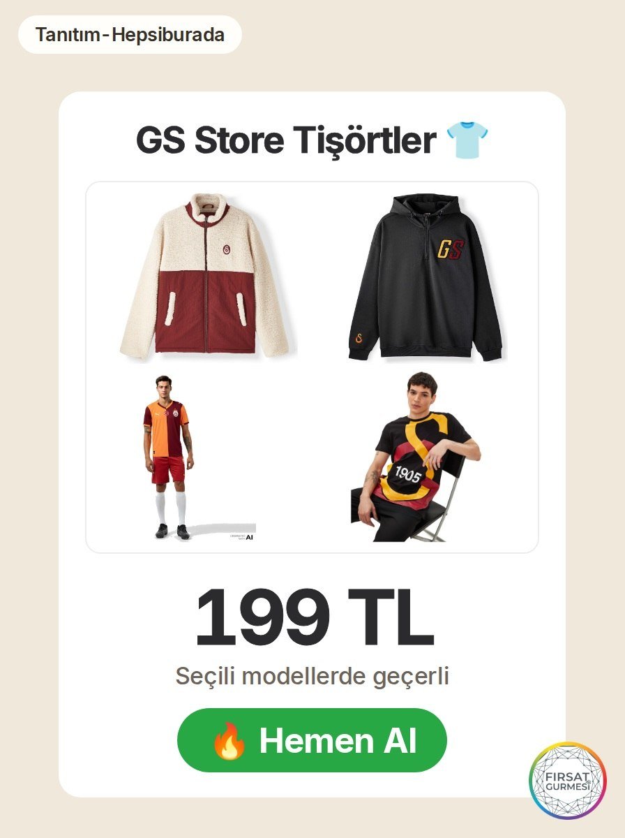 GS Store markasından tişörtler şimdi Hepsiburada'da