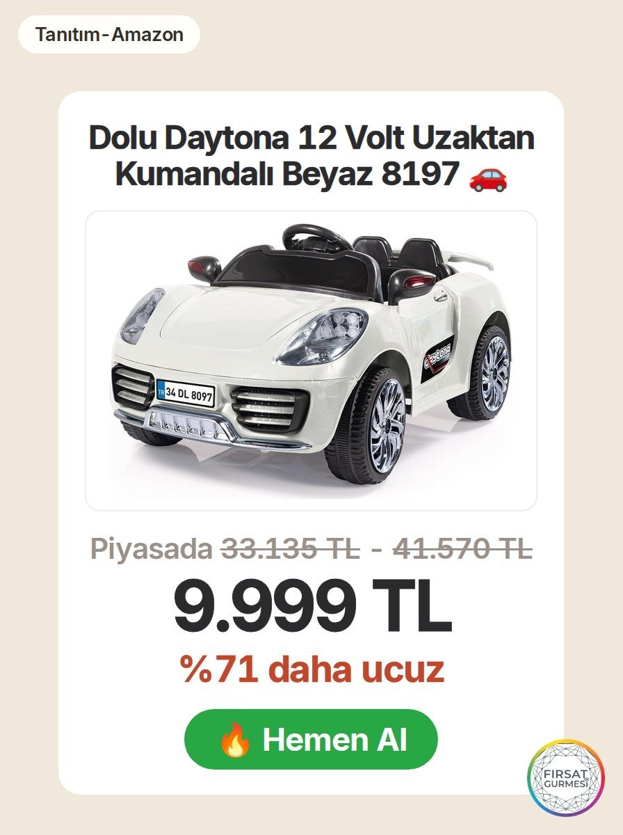 Dolu Daytona 12 Volt uzaktan kumandalı oyuncak, Amazon'da
