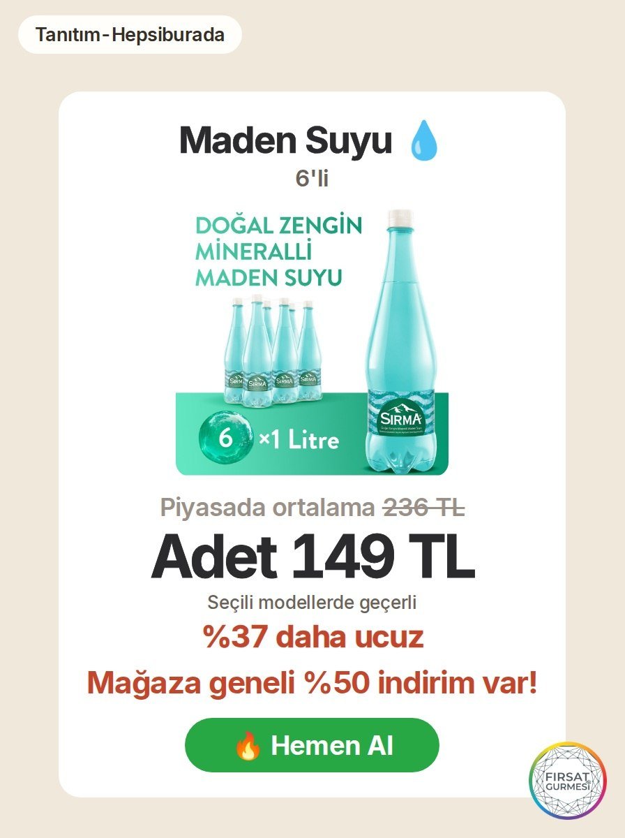 Hepsiburada'da maden suyu 6'li paket