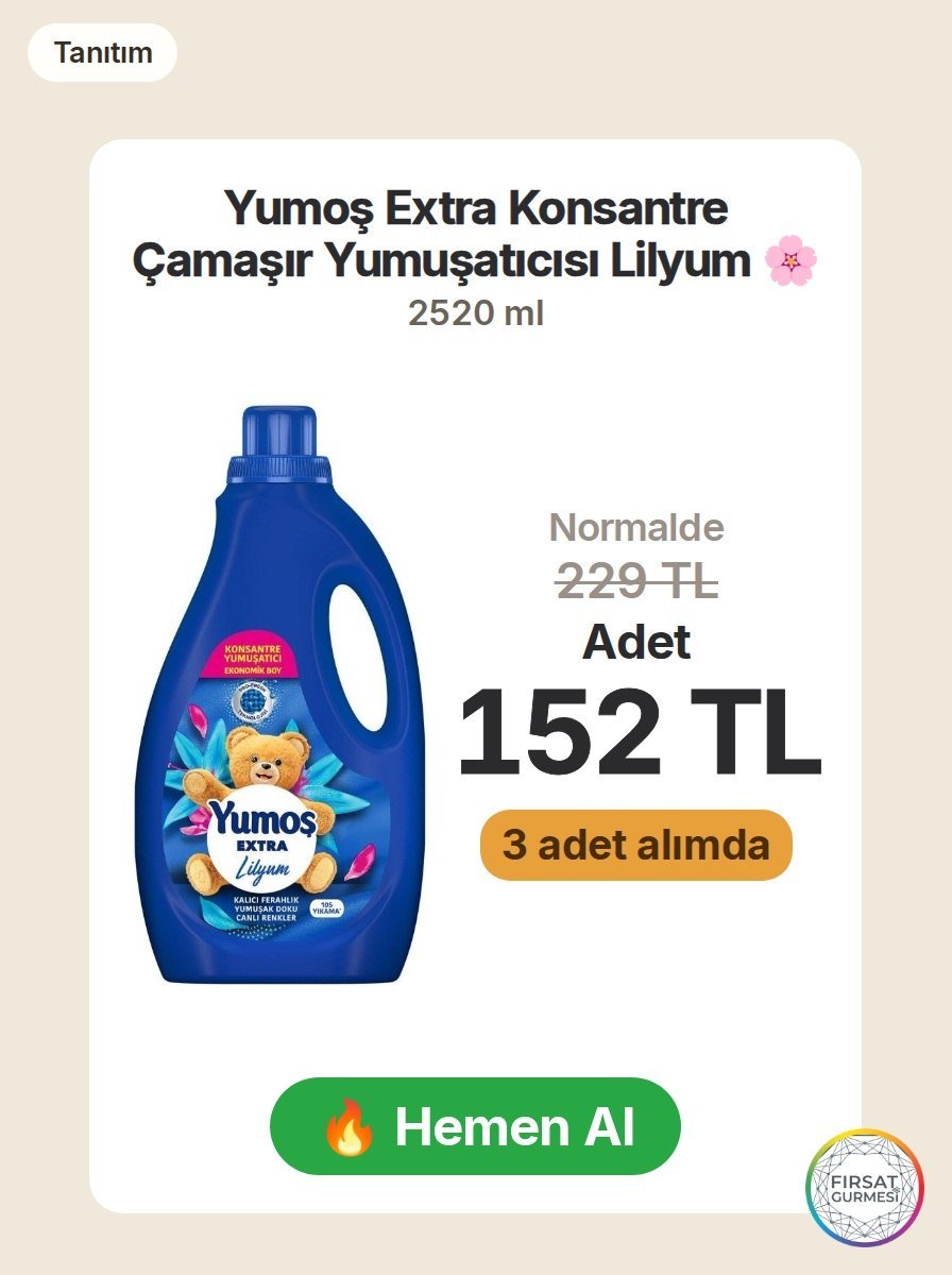 Yumoş Extra Konsantre Çamaşır Yumuşatıcısı Lilyum, 3 adet
