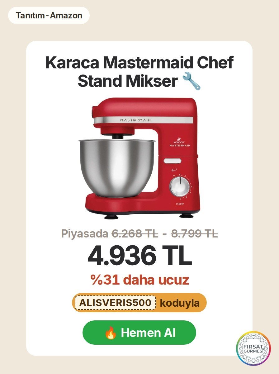 Karaca Mastermaid Chef modeli stand mikser, güçlü 1500W