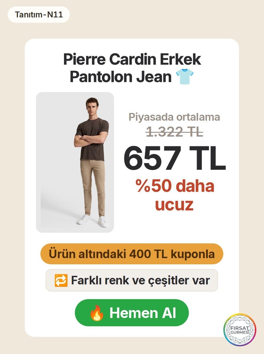 Pierre Cardin markasının erkek jean pantolonu n11'de özel