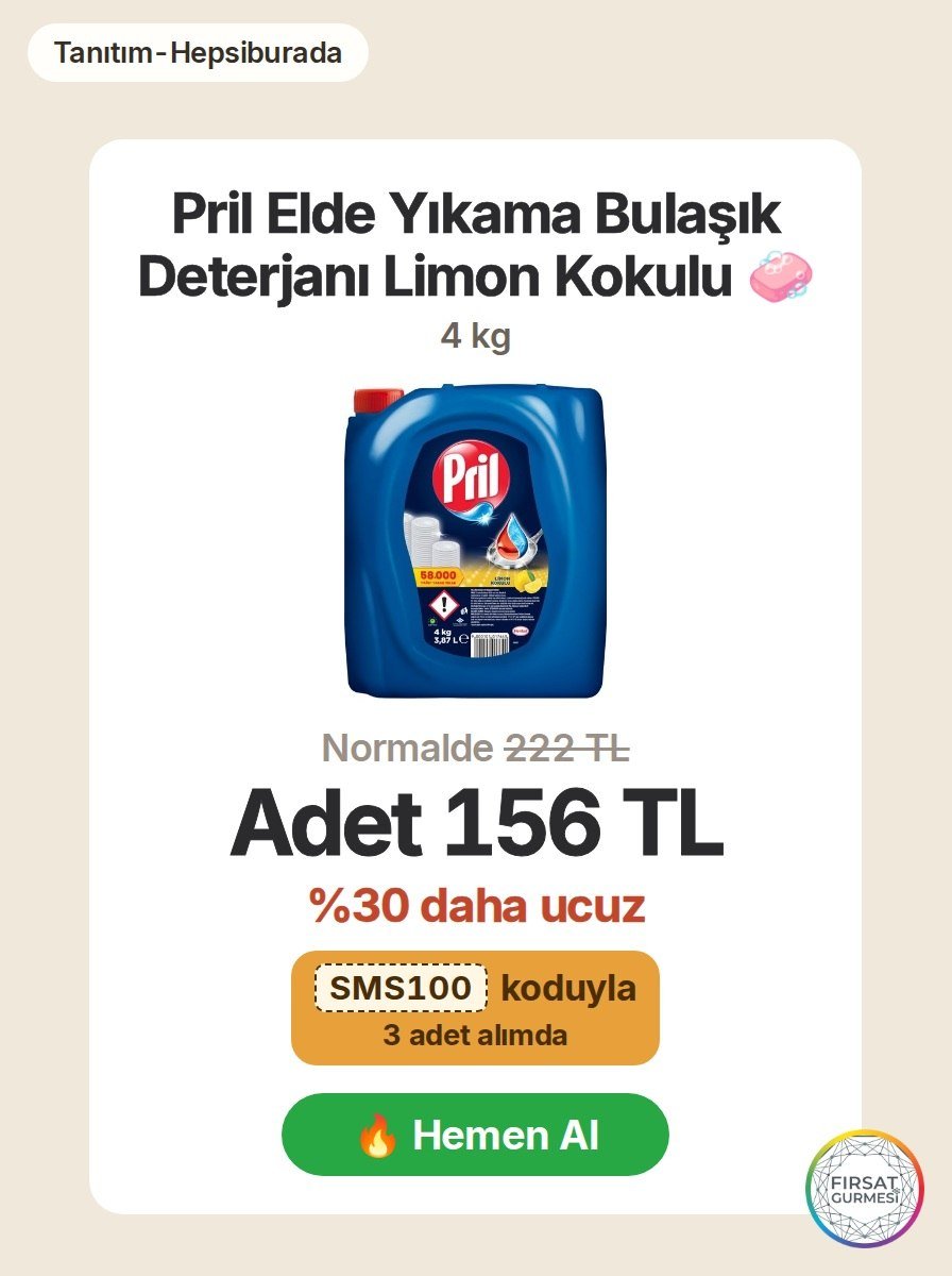 Hepsiburada'da Pril elde yıkama bulaşık deterjanı limon