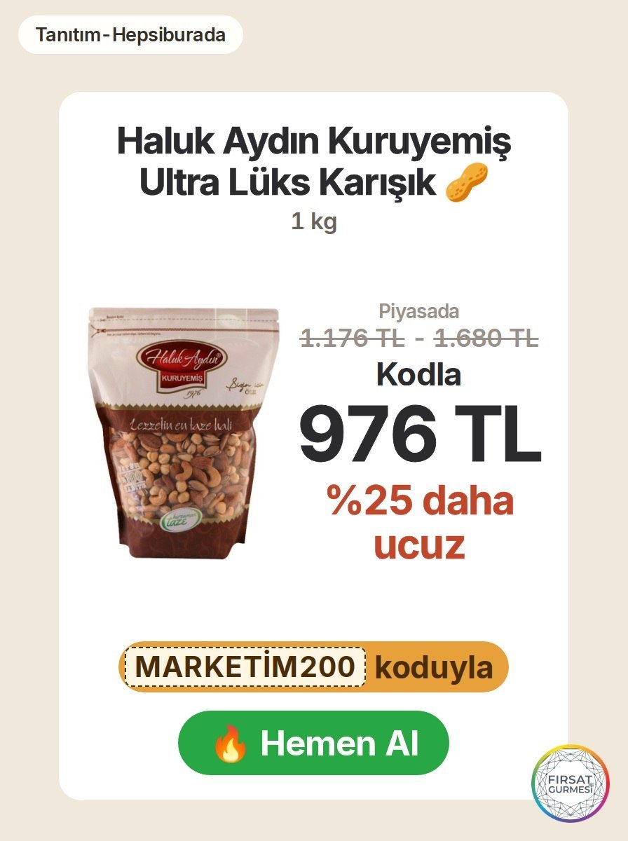 Haluk Aydın’ınUltra Lüks Karışık Kuruyemiş 1 kg, kodla