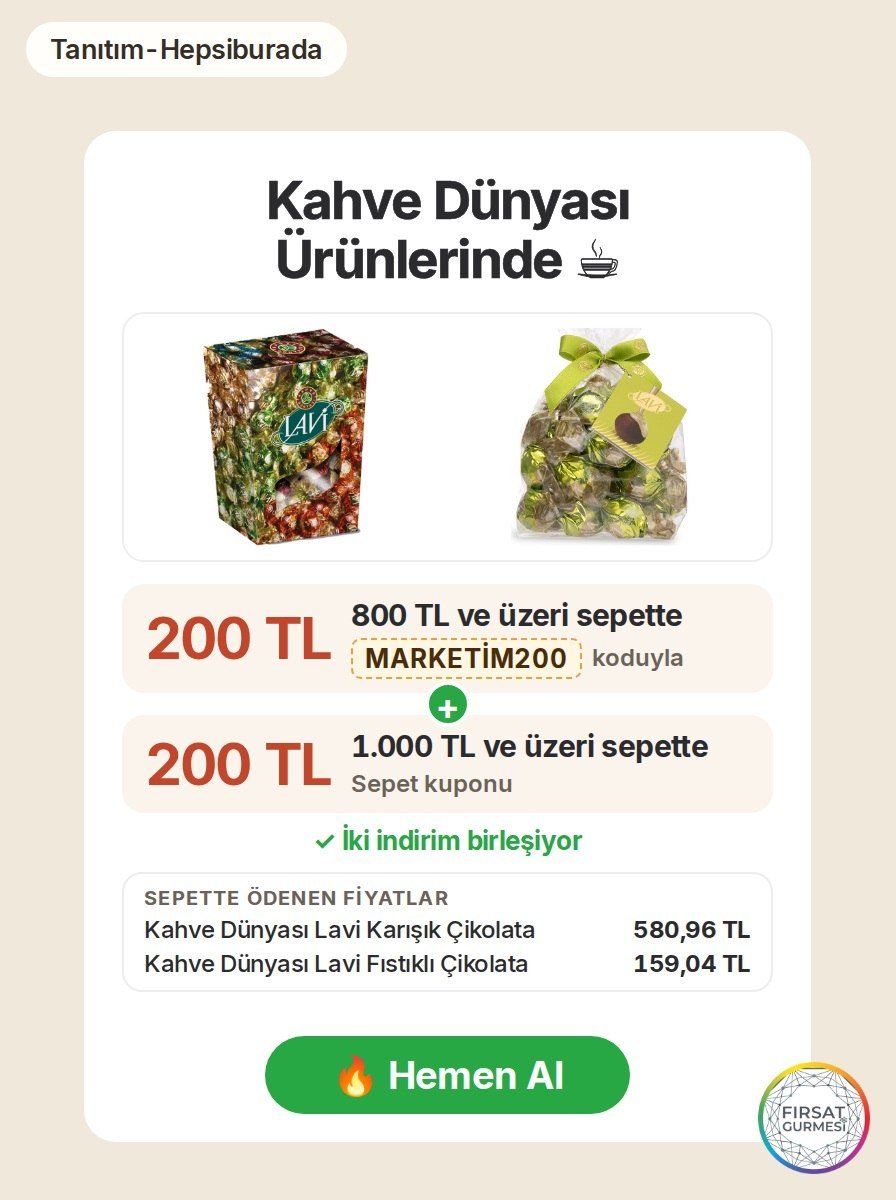 Kahve Dünyası Lavi serisinden Karışık ve Fıstıklı
