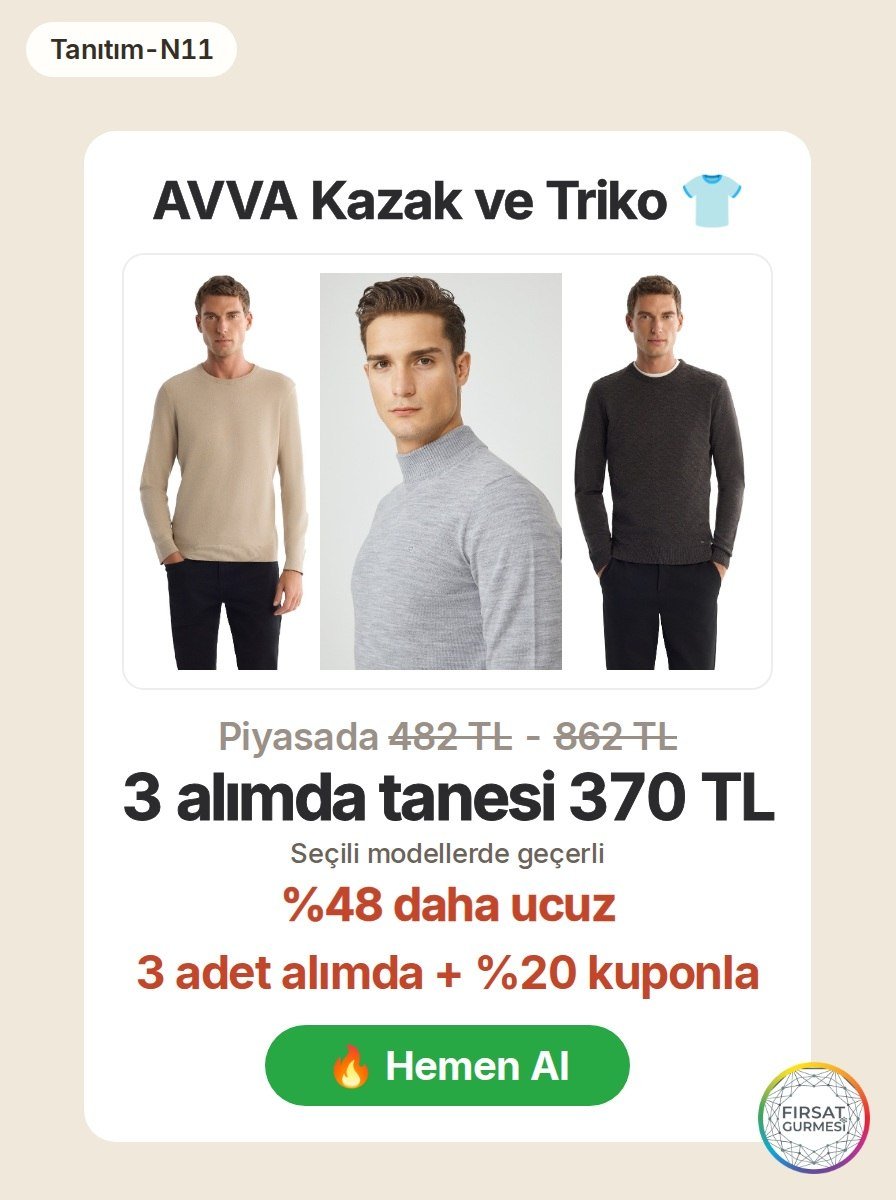 AVVA'nın kazak ve triko kombinasyonu 3 adet alımda