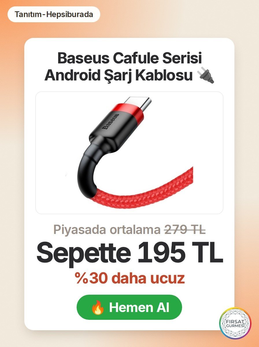 Kırmızı renkli Baseus Cafule serisi şarj ve data