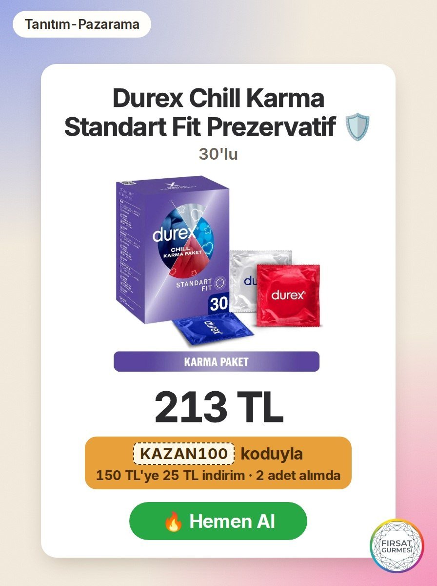 Pazarama'da Durex Chill Karma Standart Fit Prezervatif