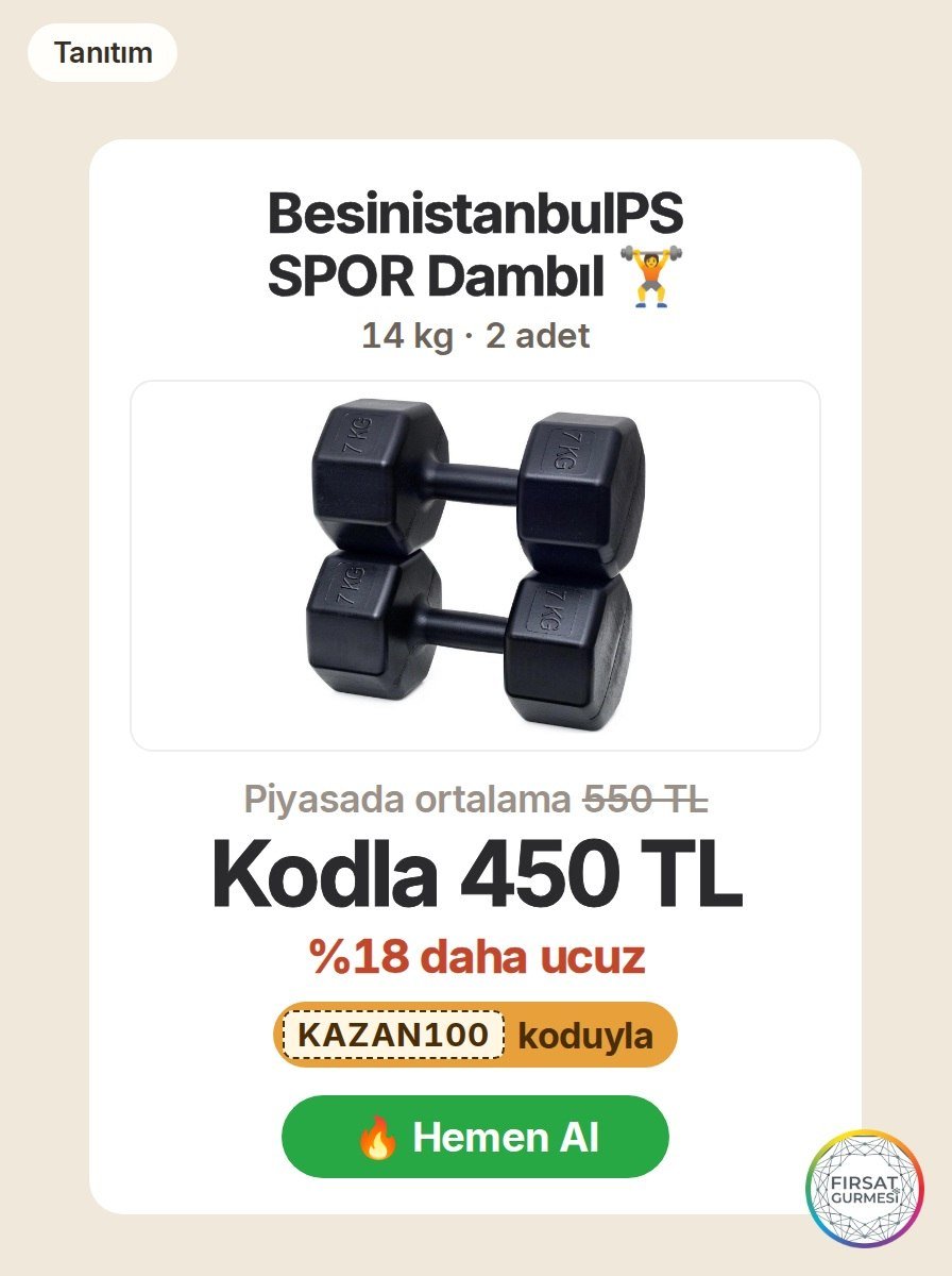 Pazarama'da BesinistanbulPS SPOR serisinden 14 kg dambıl 2