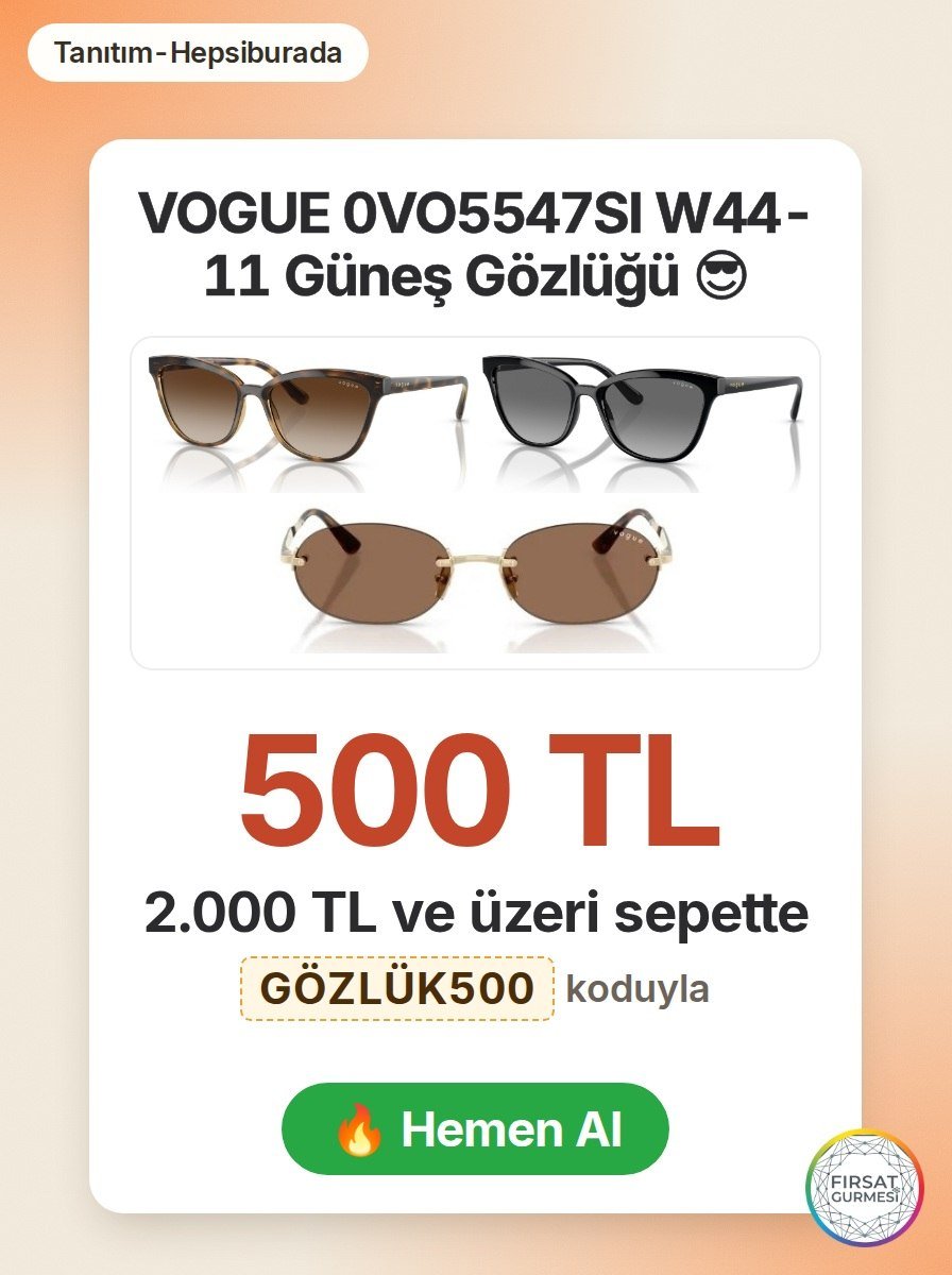 Hepsiburada'da VOGUE güneş gözlüğüyle stilinizi tamamlayın