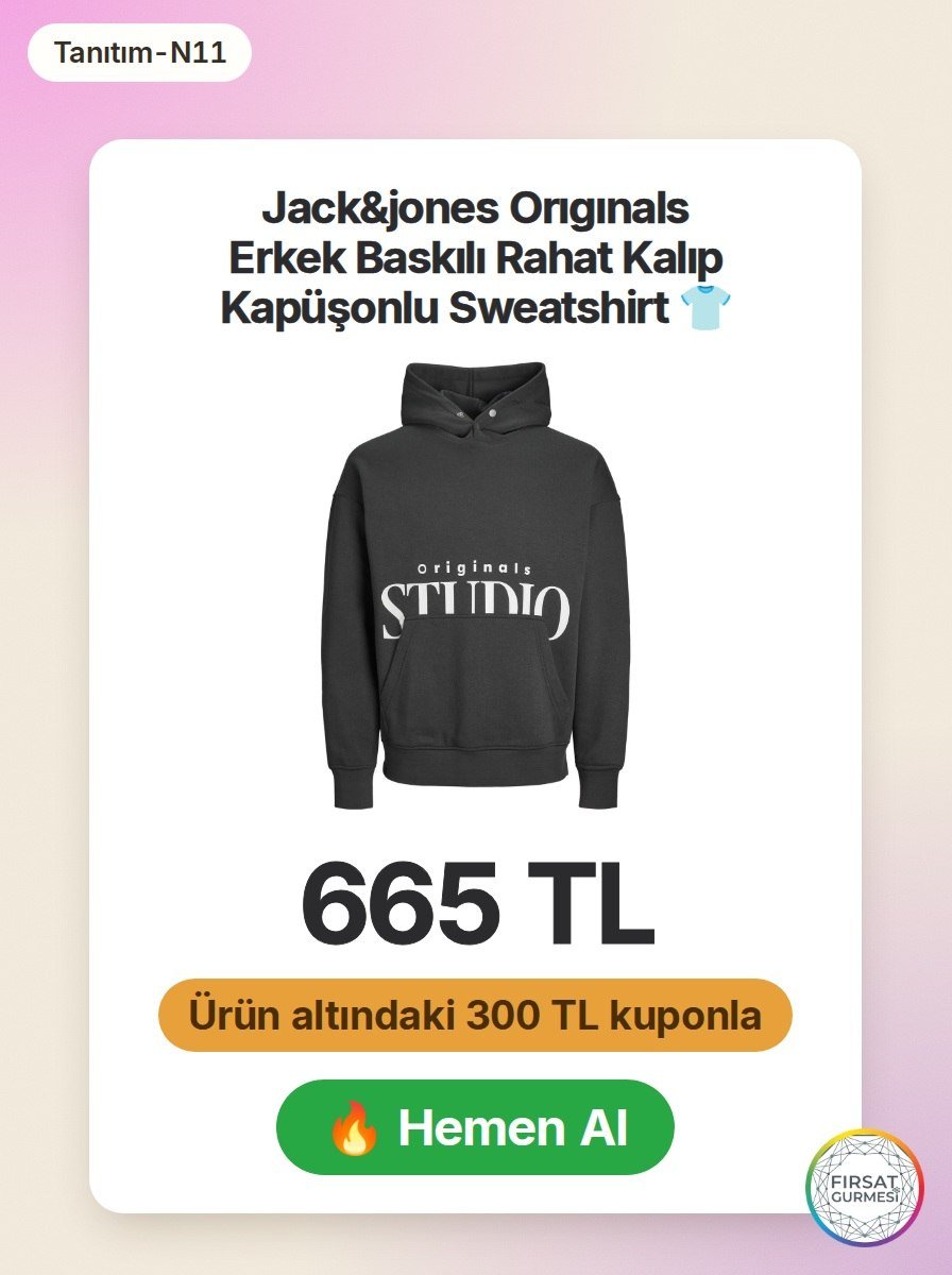 Jack&jones Orıgınals serisinden rahat kalıplı kapüşonlu