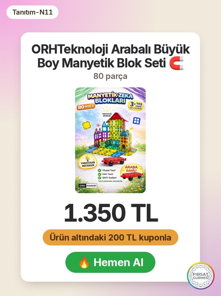Güçlü mıknatıslı, 7.5 cm büyük boy parçalarla zeka