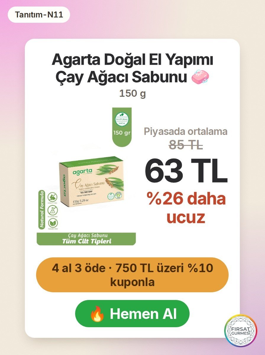 Doğal ve el yapımı çay ağacı sabunu, cildinize