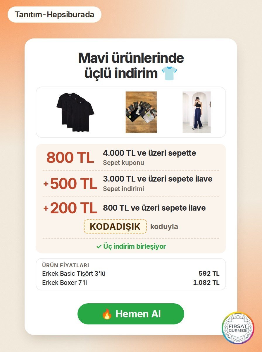 Mavi ürünlerinde hem kupon hem de KODADIŞIK koduyla