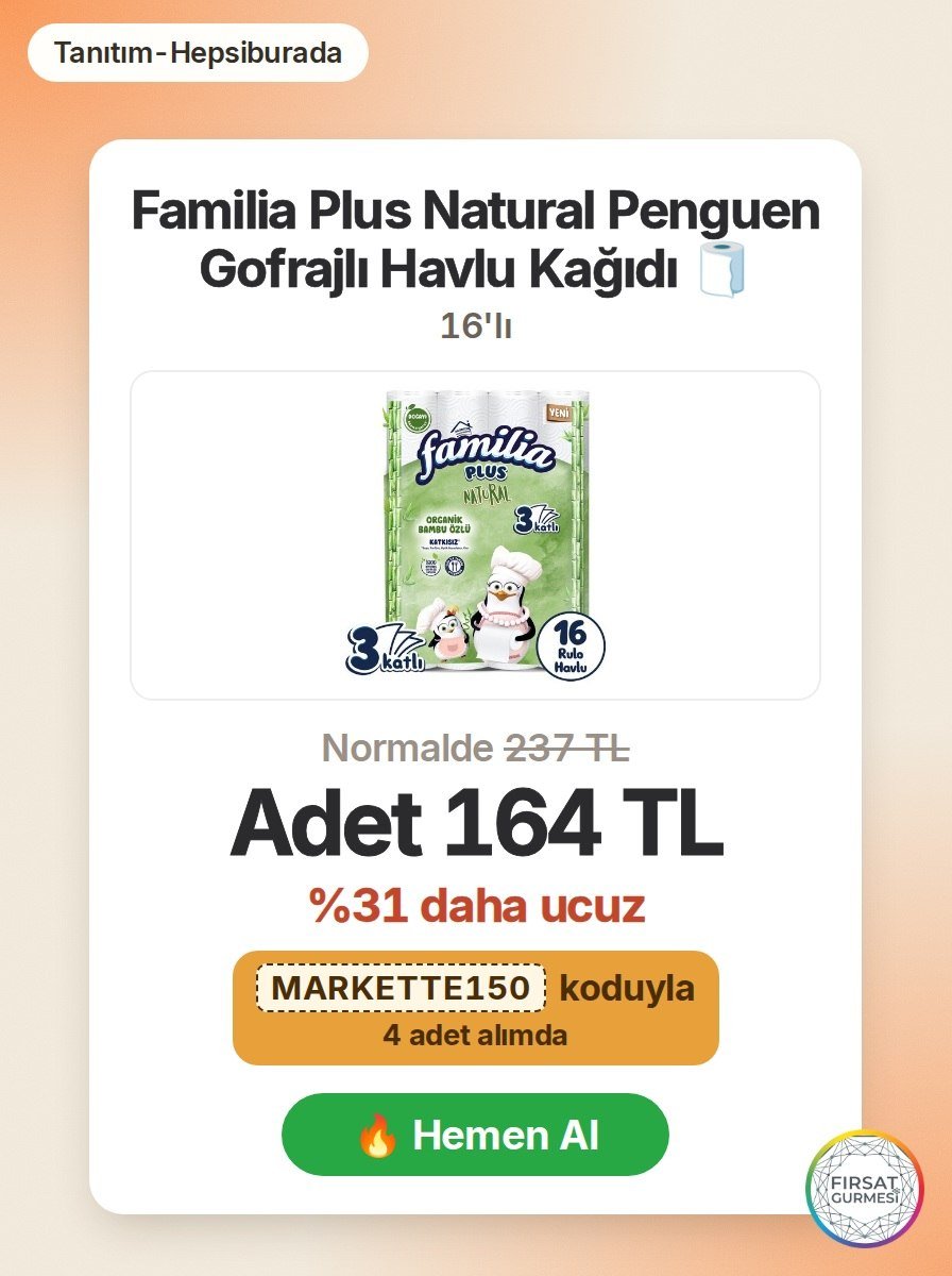 Hepsiburada'da Familia Plus Natural Penguen Gofrajlı