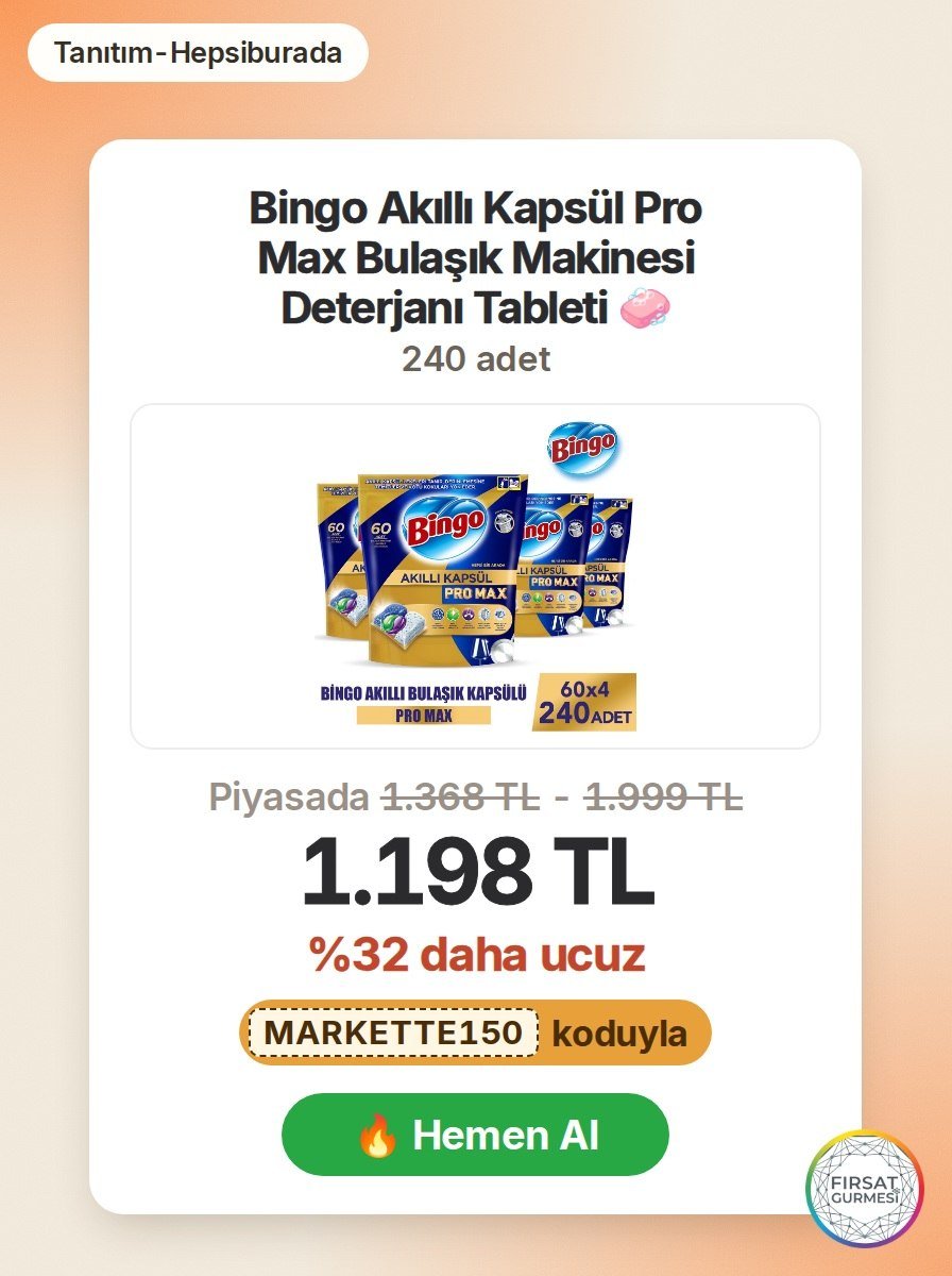 Hepsiburada'da Bingo Akıllı Kapsül Pro Max bulaşık
