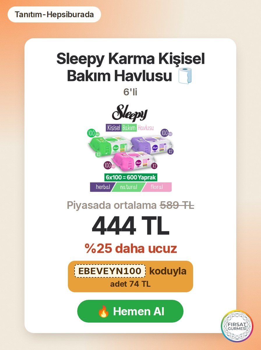 Sleepy Karma Kişisel Bakım Havlusu 6'lı paket
